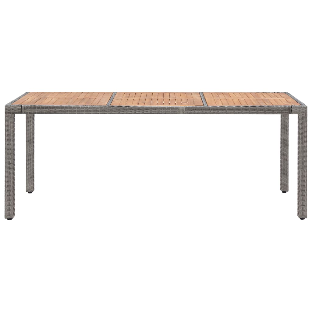 vidaXL Puutarhapöytä harmaa 190x90x75 cm polyrottinki ja akaasiapuu