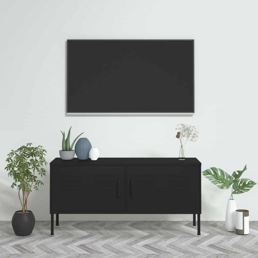 vidaXL TV-taso musta 105x35x50 cm teräs