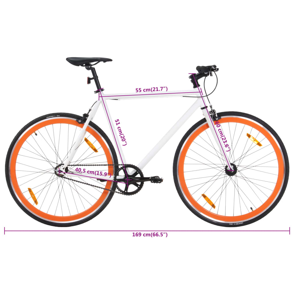 vidaXL Polkupyörä vaihteeton oranssi ja valkoinen 700c 51 cm