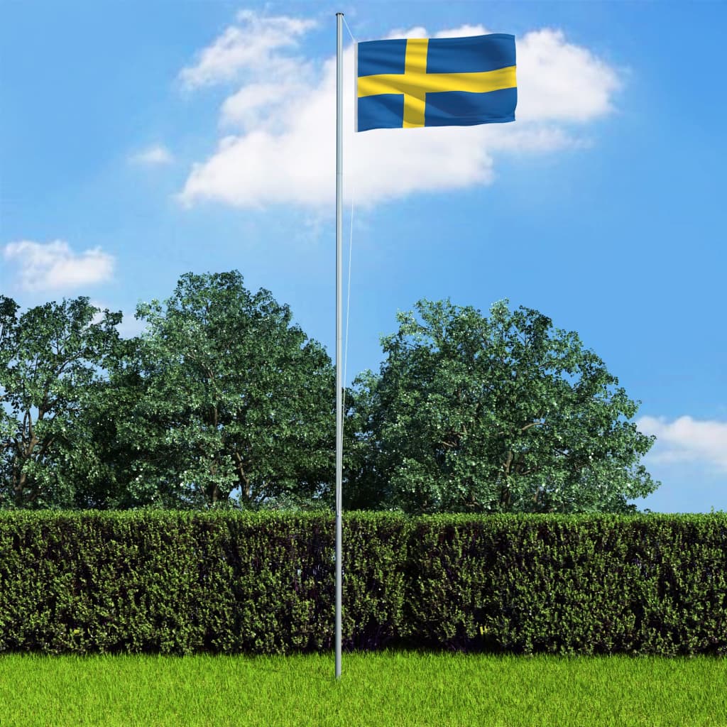 vidaXL Ruotsin lippu ja tanko alumiini 6,2 m