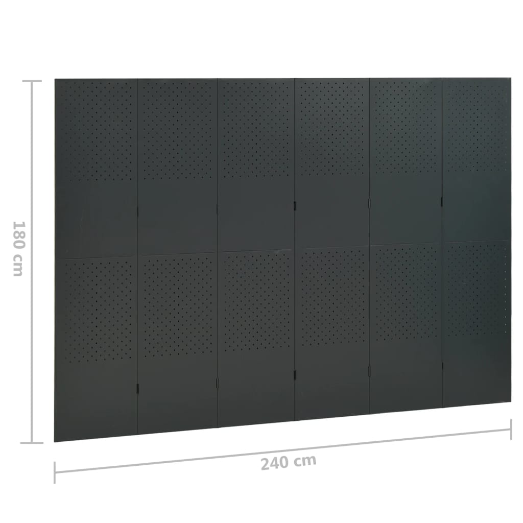 vidaXL 6-paneeliset tilanjakajat 2 kpl 240x180 cm antrasiitti teräs