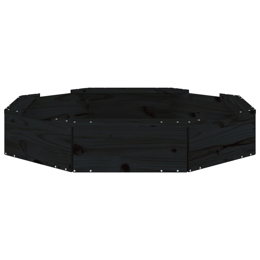 vidaXL Hiekkalaatikko istuimilla musta 8-kulmainen täysi mänty
