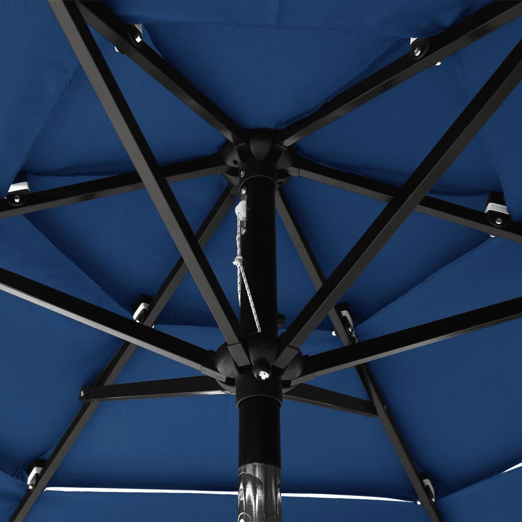 vidaXL 3-tasoinen aurinkovarjo alumiinitanko taivaansininen 2 m