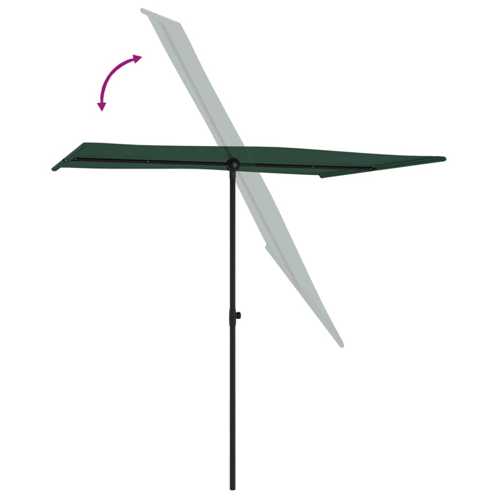 vidaXL Aurinkovarjo alumiinitanko 2x1,5 m vihreä