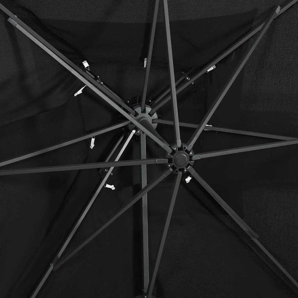 vidaXL Riippuva aurinkovarjo tuplakatolla musta 250x250 cm