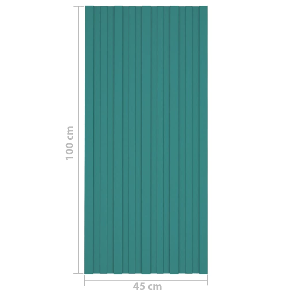 vidaXL Kattopaneeli 12 kpl galvanoitu teräs vihreä 100x45 cm
