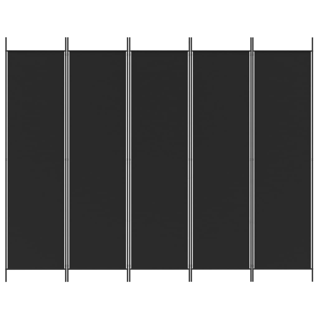 vidaXL 5-paneelinen Tilanjakaja musta 250x200 cm kangas