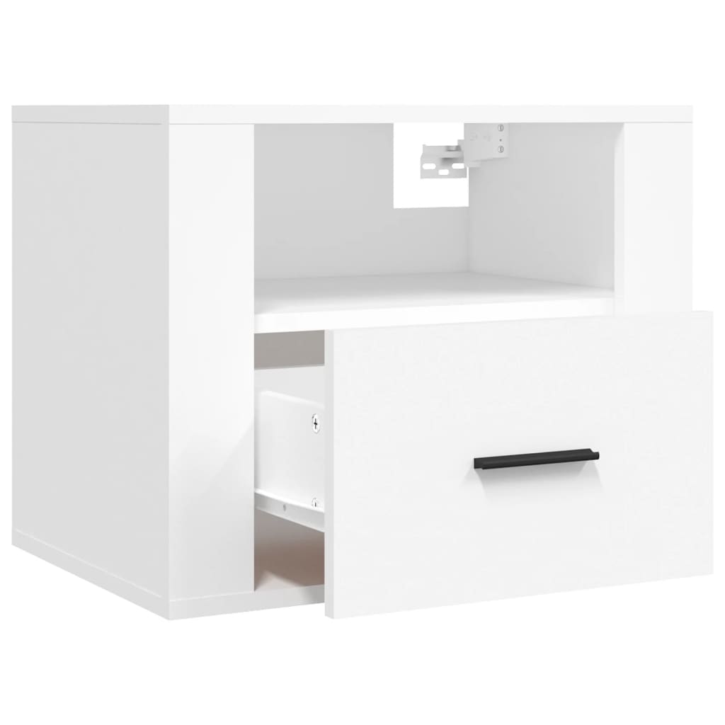 vidaXL Seinäkiinnitettävä yöpöytä valkoinen 50x36x40 cm