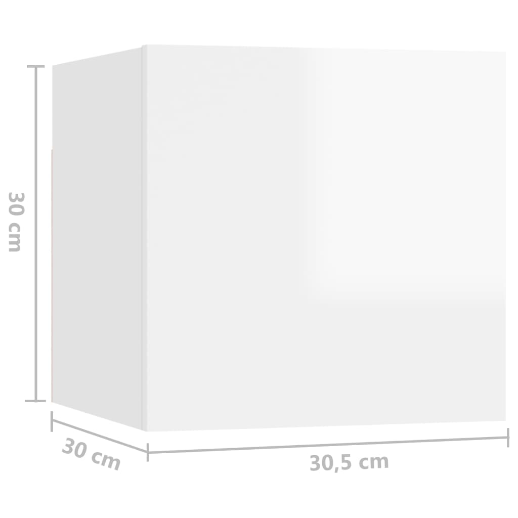 vidaXL Yöpöytä korkeakiilto valkoinen 30,5x30x30 cm lastulevy