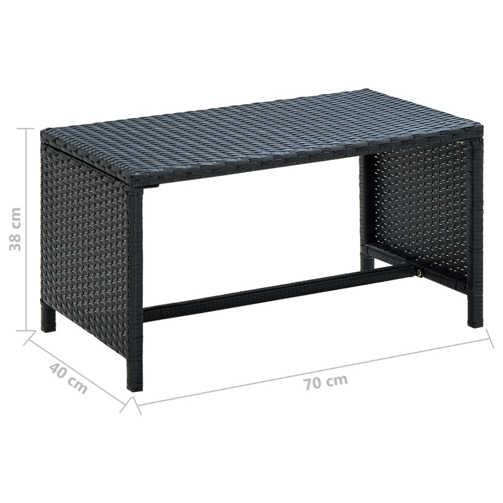 vidaXL Sohvapöytä musta 70x40x38 cm polyrottinki