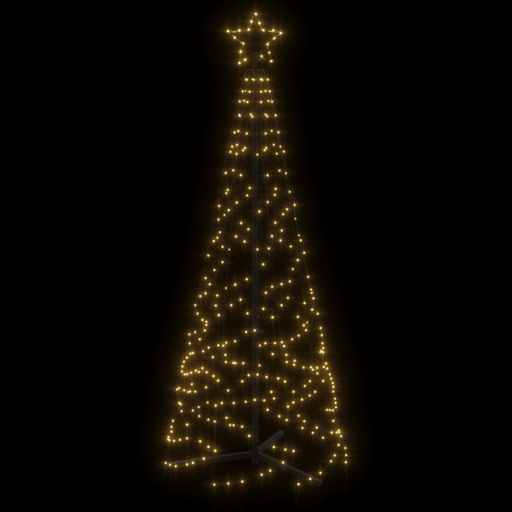 vidaXL Kartio joulukuusi 200 lämpimän valkoista LED-valoa 70x180 cm