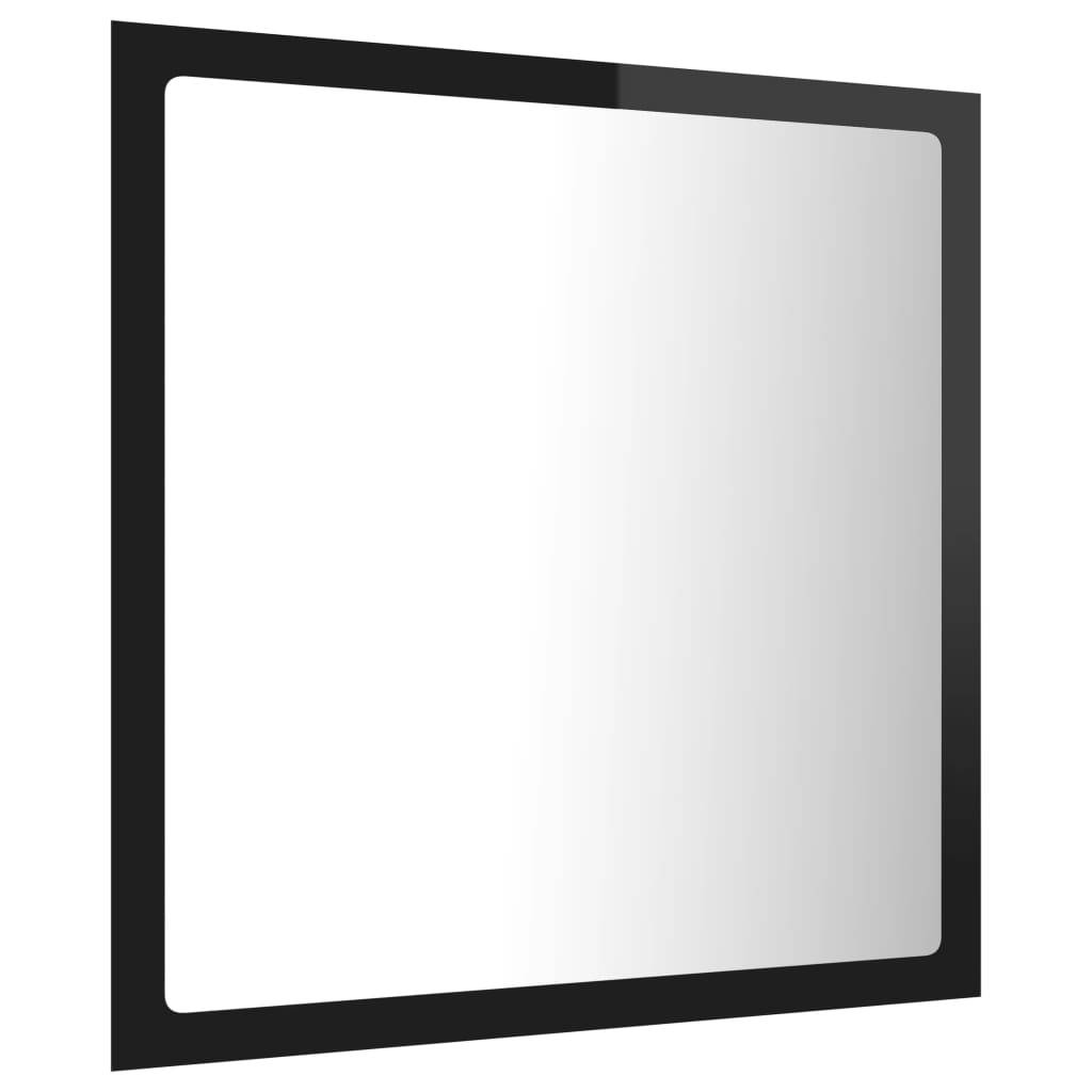 vidaXL LED-kylpyhuonepeili korkeakiilto musta 40x8,5x37 cm akryyli