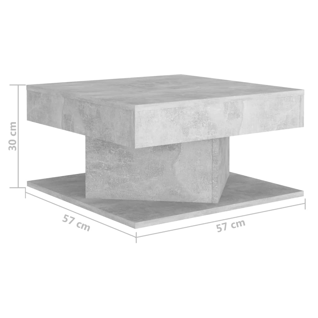 vidaXL Sohvapöytä betoninharmaa 57x57x30 cm lastulevy