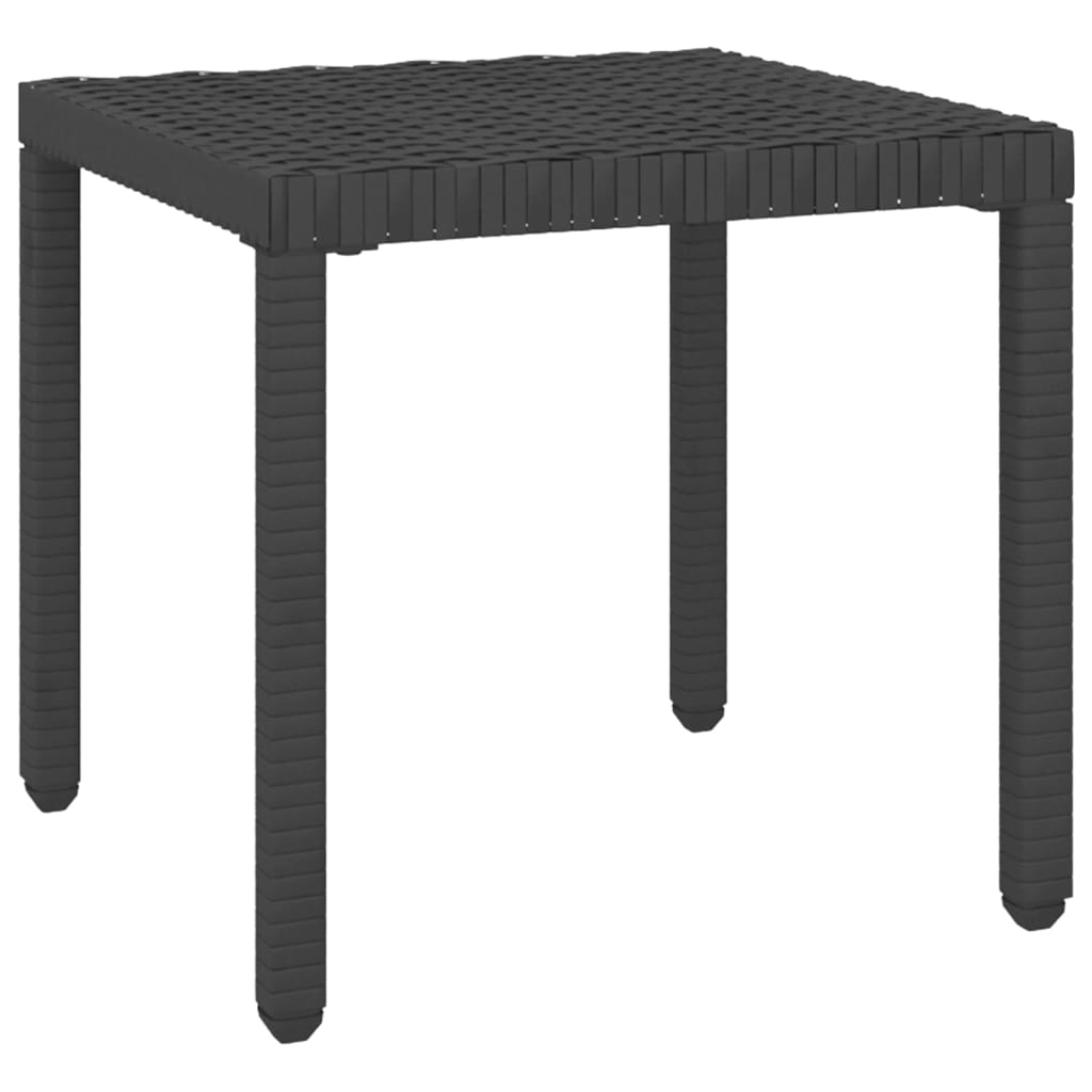 vidaXL Aurinkotuolit 2 kpl ja pieni pöytä polyrottinki musta