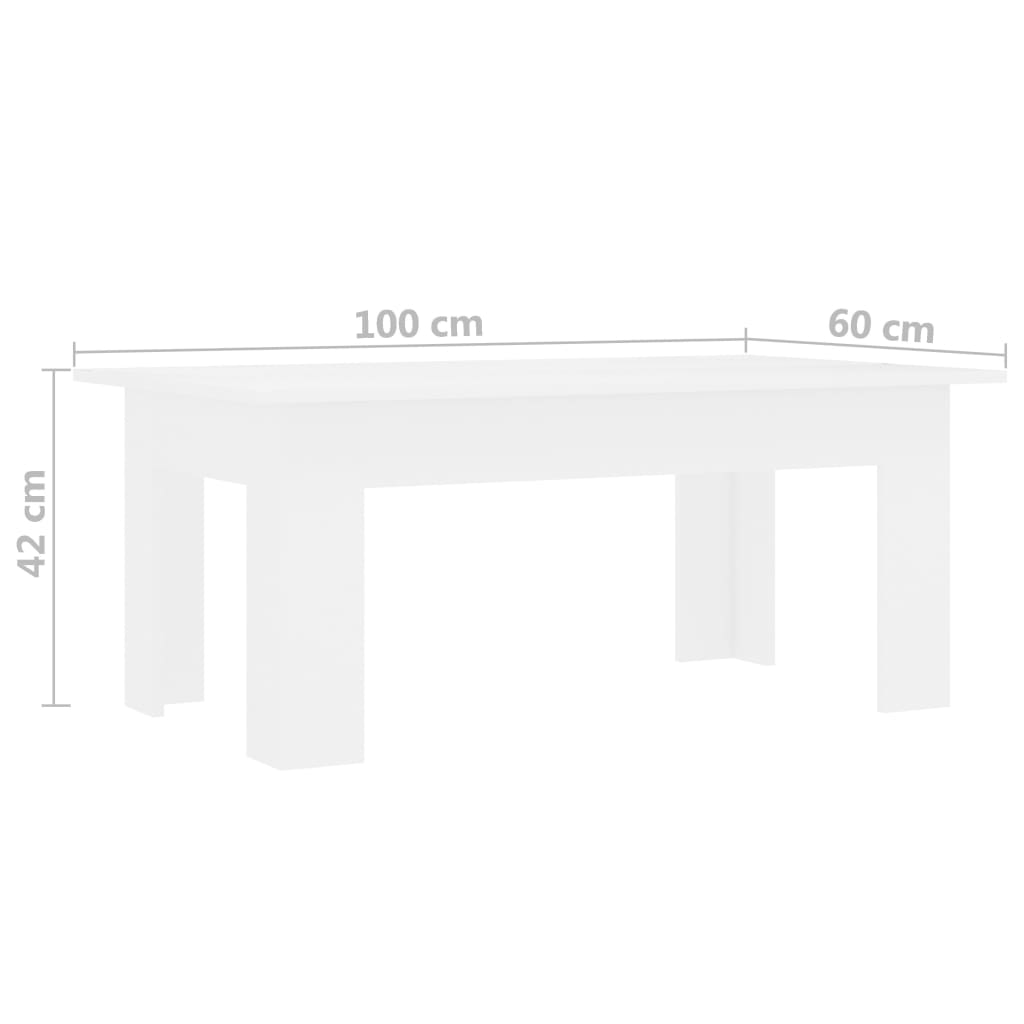 vidaXL Sohvapöytä valkoinen 100x60x42 cm tekninen puu