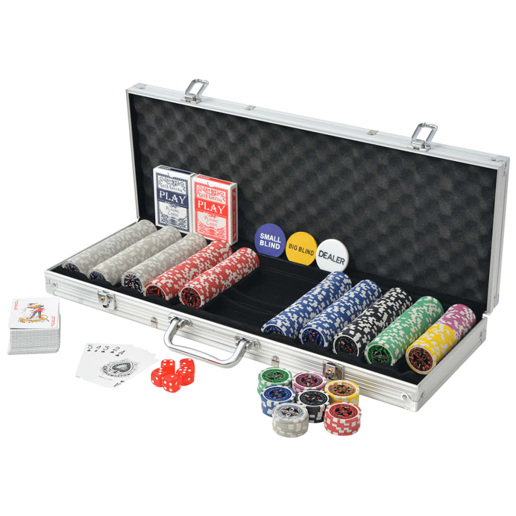 vidaXL Pokerisetti 500 pelimerkillä Alumiini