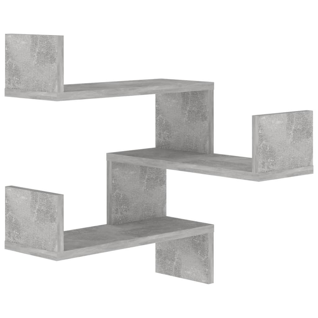 vidaXL Seinäkulmahylly betoninharmaa 40x40x50 cm lastulevy