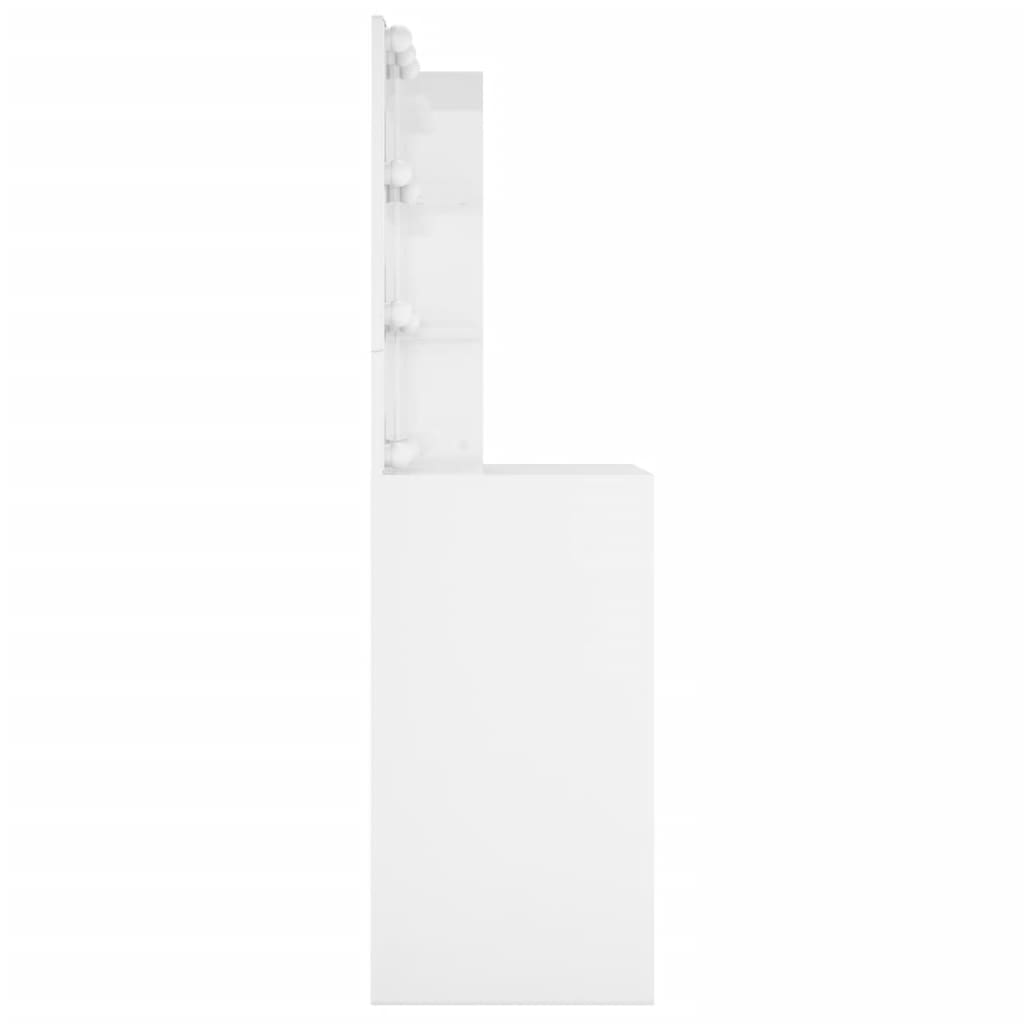 VidaXL Peilipöytä LED-valoilla korkeakiilto valkoinen 60x40x140 cm