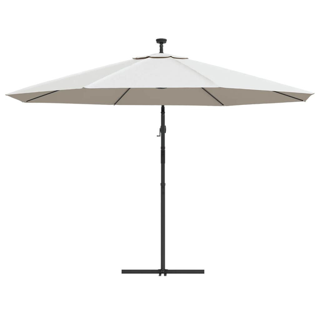 vidaXL Aurinkovarjo LED-valoilla ja metallipylväällä 350 cm hiekka