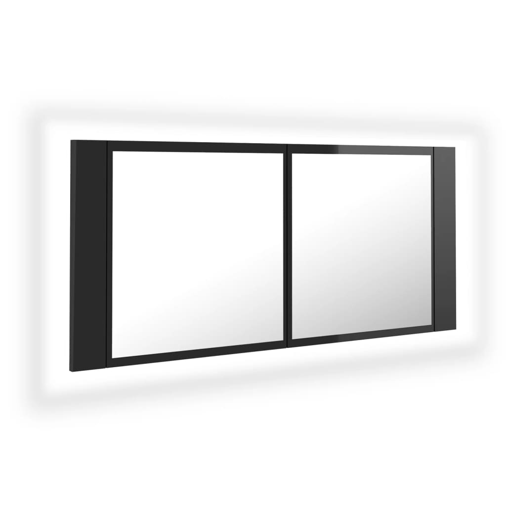 vidaXL Kylpyhuoneen LED peilikaappi korkeak. musta 100x12x45cm akryyli
