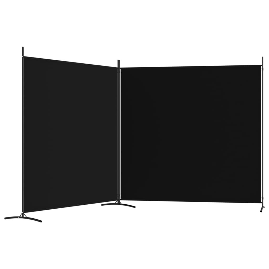 vidaXL 2-paneelinen Tilanjakaja musta 348x180 cm kangas
