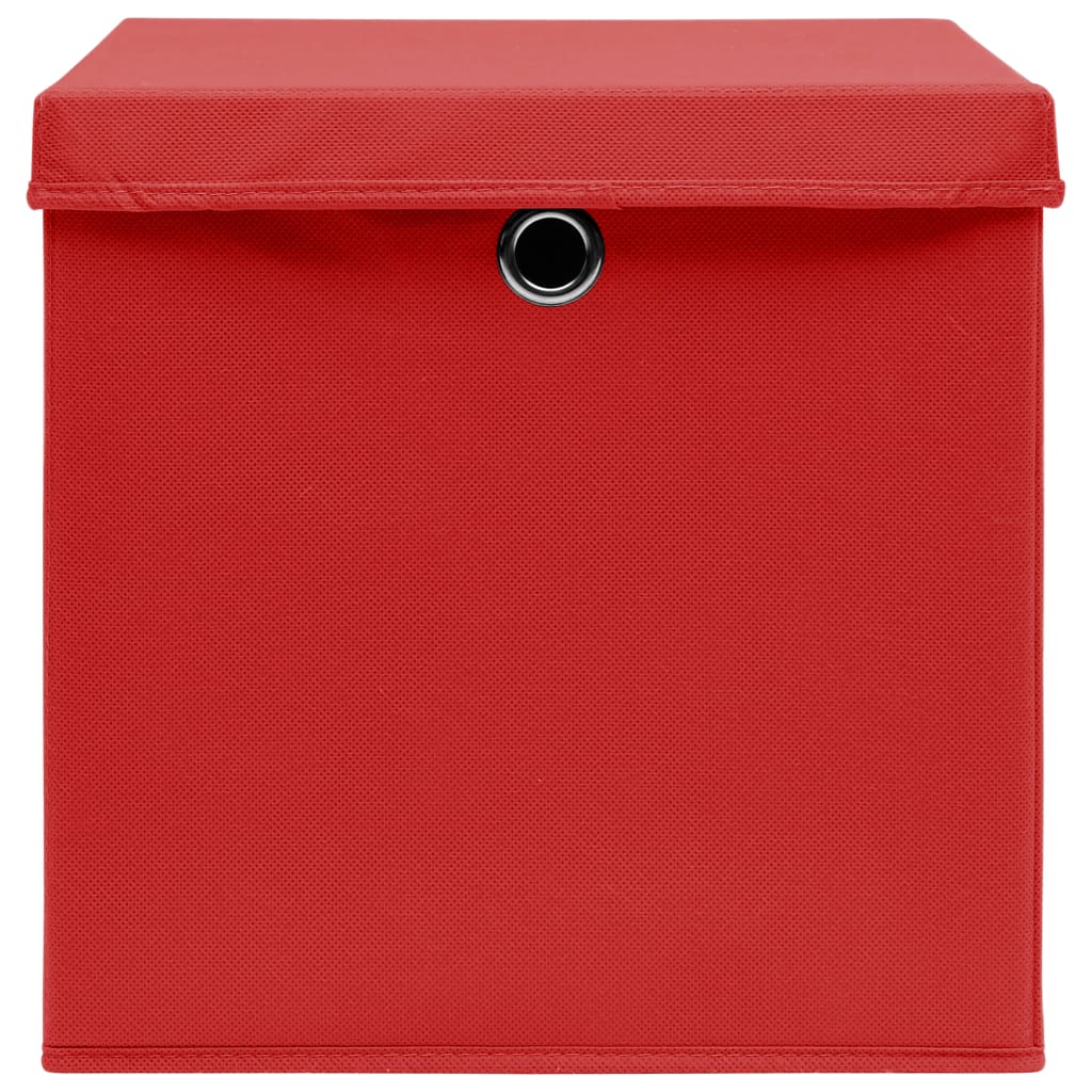 vidaXL Säilytyslaatikot kansilla 4 kpl punainen 32x32x32 cm kangas