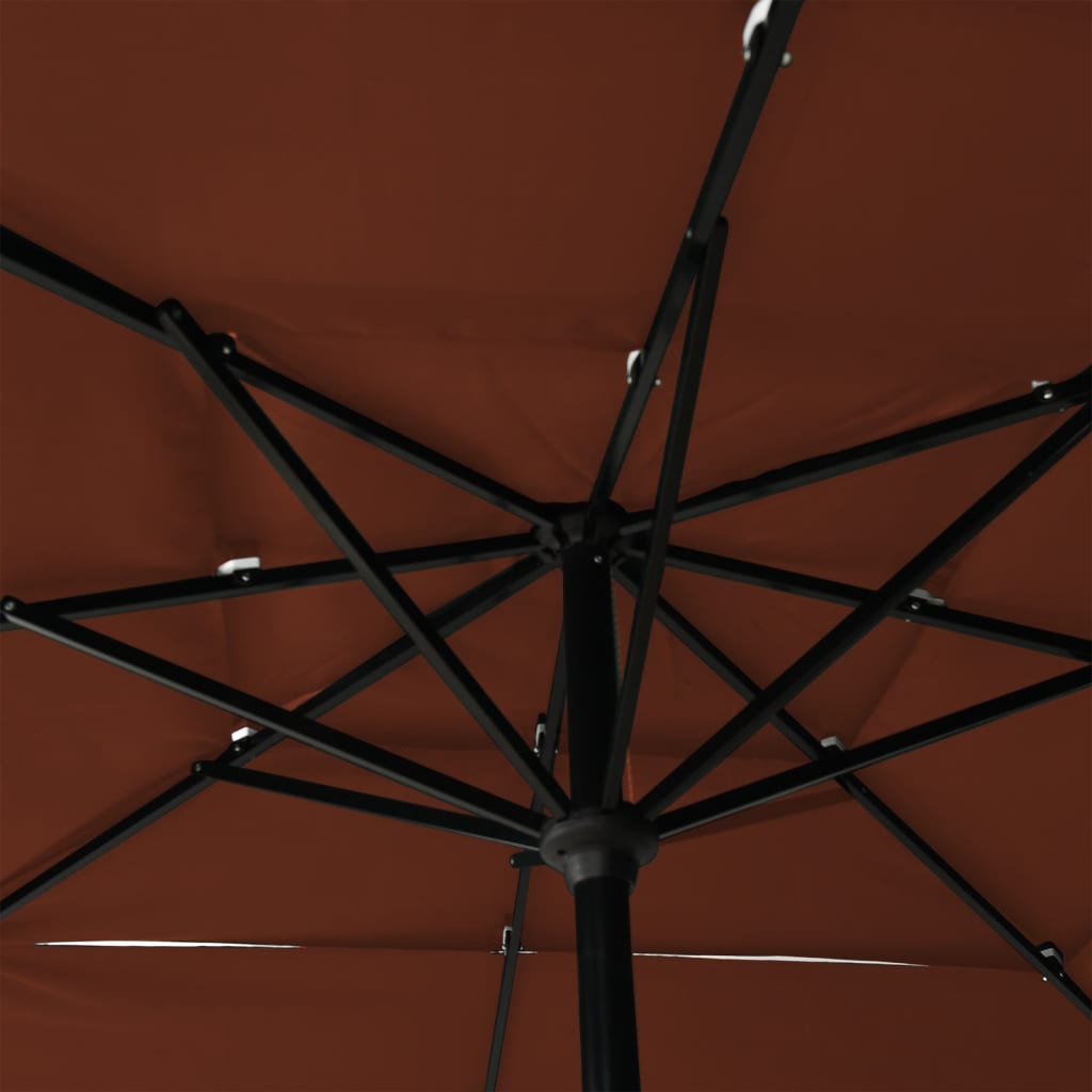 vidaXL 3-tasoinen aurinkovarjo alumiinitanko terrakotta 2,5x2,5 m
