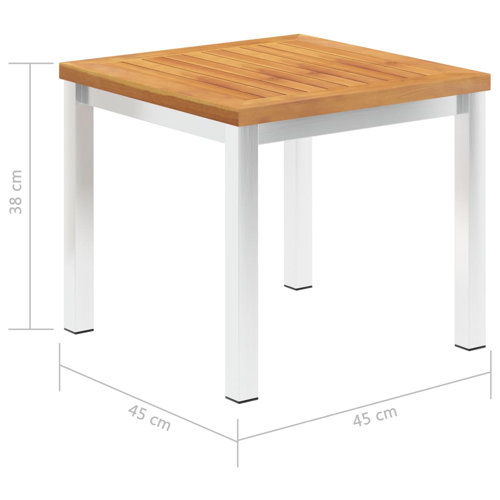 vidaXL Puutarhan sivupöytä 45x45x38 cm akaasiapuu ja ruostumaton teräs