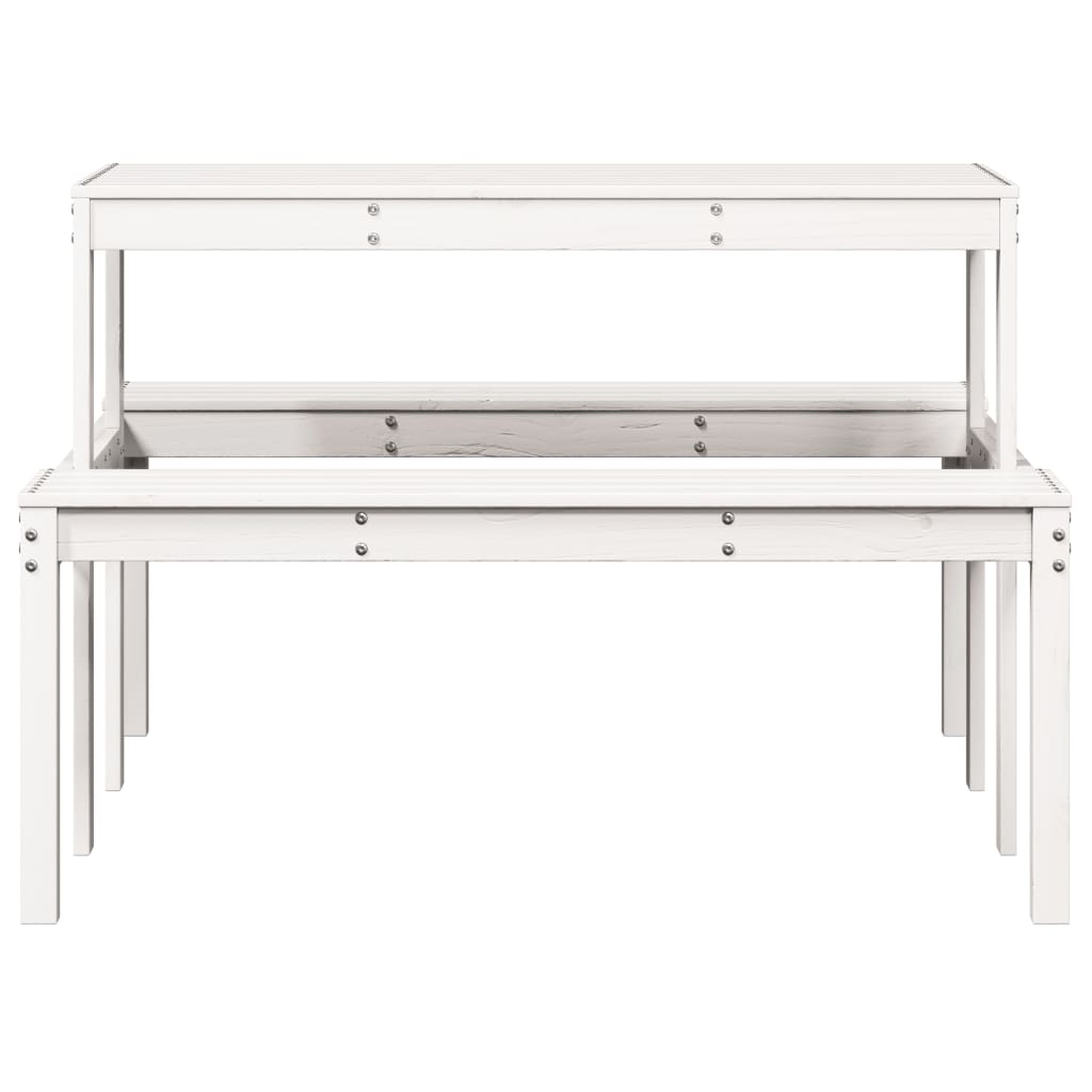 vidaXL Piknikpöytä valkoinen 110x134x75 cm täysi mänty