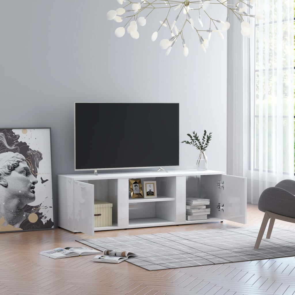vidaXL TV-taso korkeakiilto valkoinen 120x34x37 cm tekninen puu