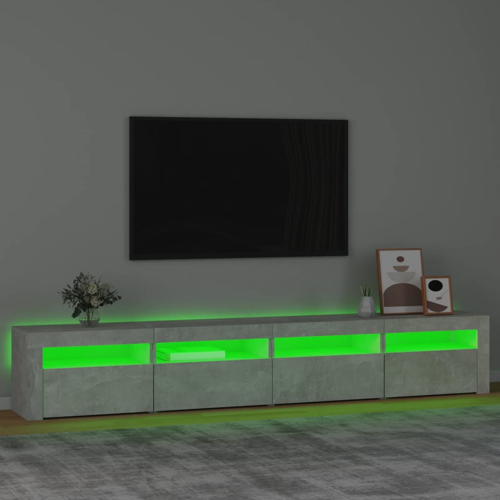vidaXL TV-taso LED-valoilla betoninharmaa 240x35x40 cm