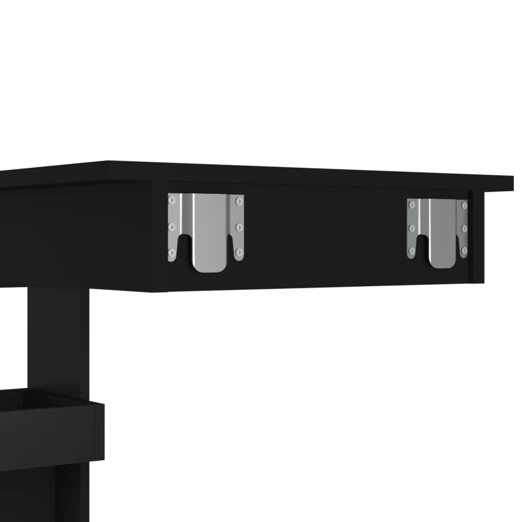 vidaXL Seinäkiinnitettävä baaripöytä musta 102x45x103,5cm tekninen puu