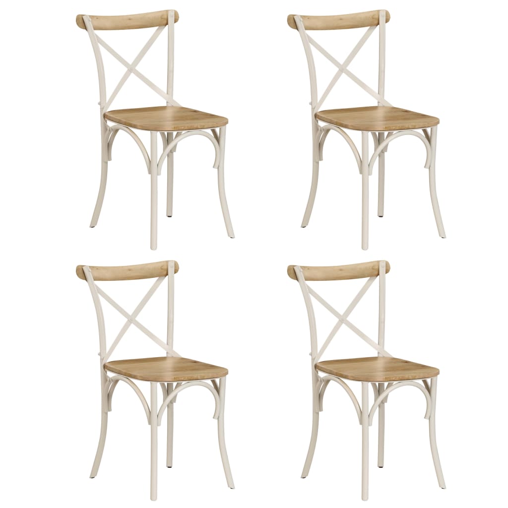vidaXL Ristiselkäiset tuolit 4 kpl valkoinen mangopuu