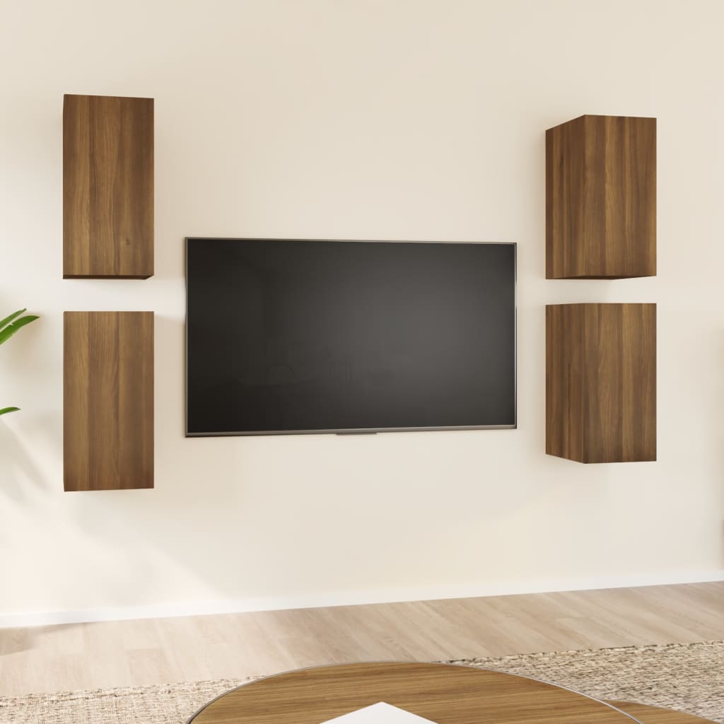 vidaXL TV-kaapit 4 kpl ruskea tammi 30,5x30x60 cm tekninen puu