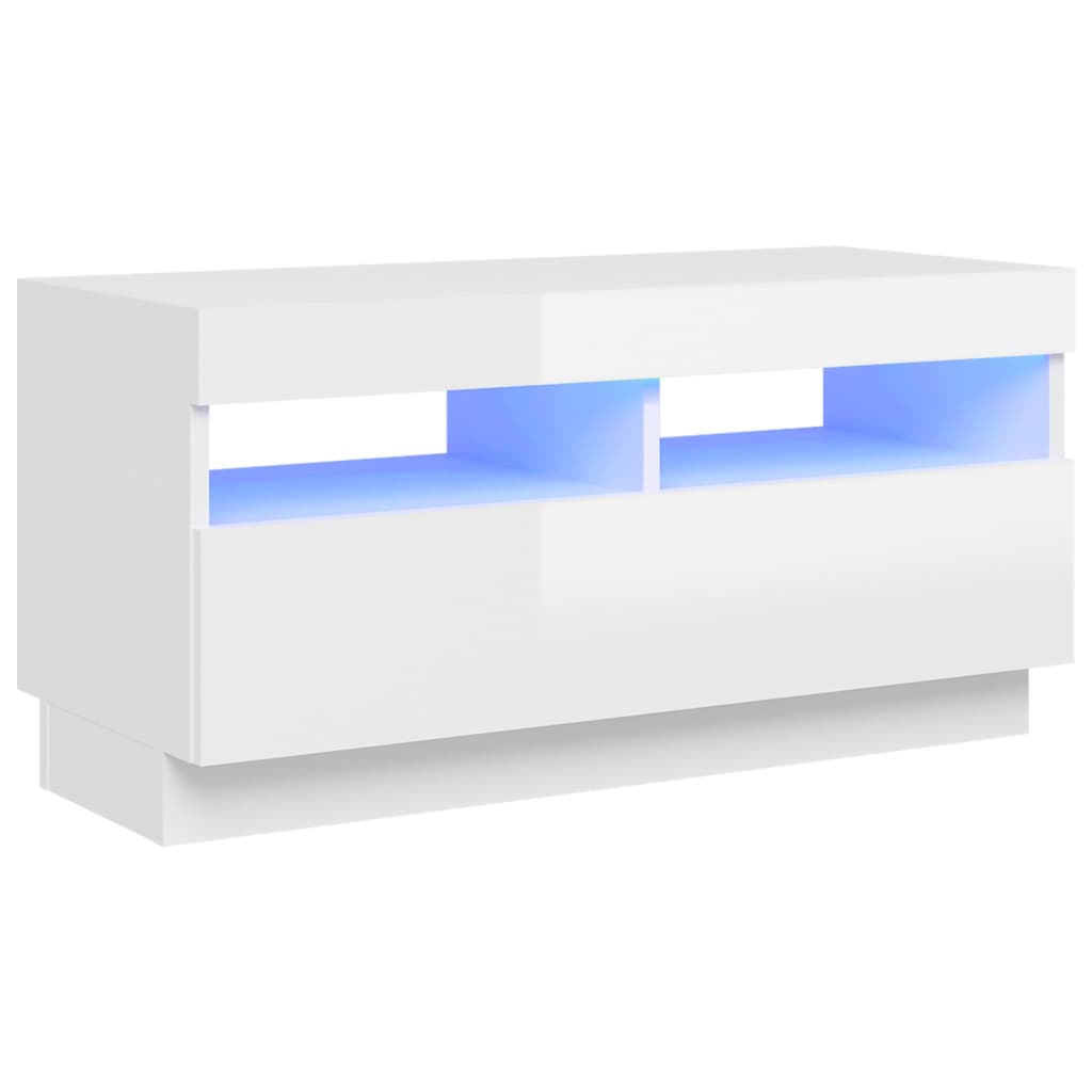 vidaXL TV-taso LED-valoilla korkeakiilto valkoinen 80x35x40 cm