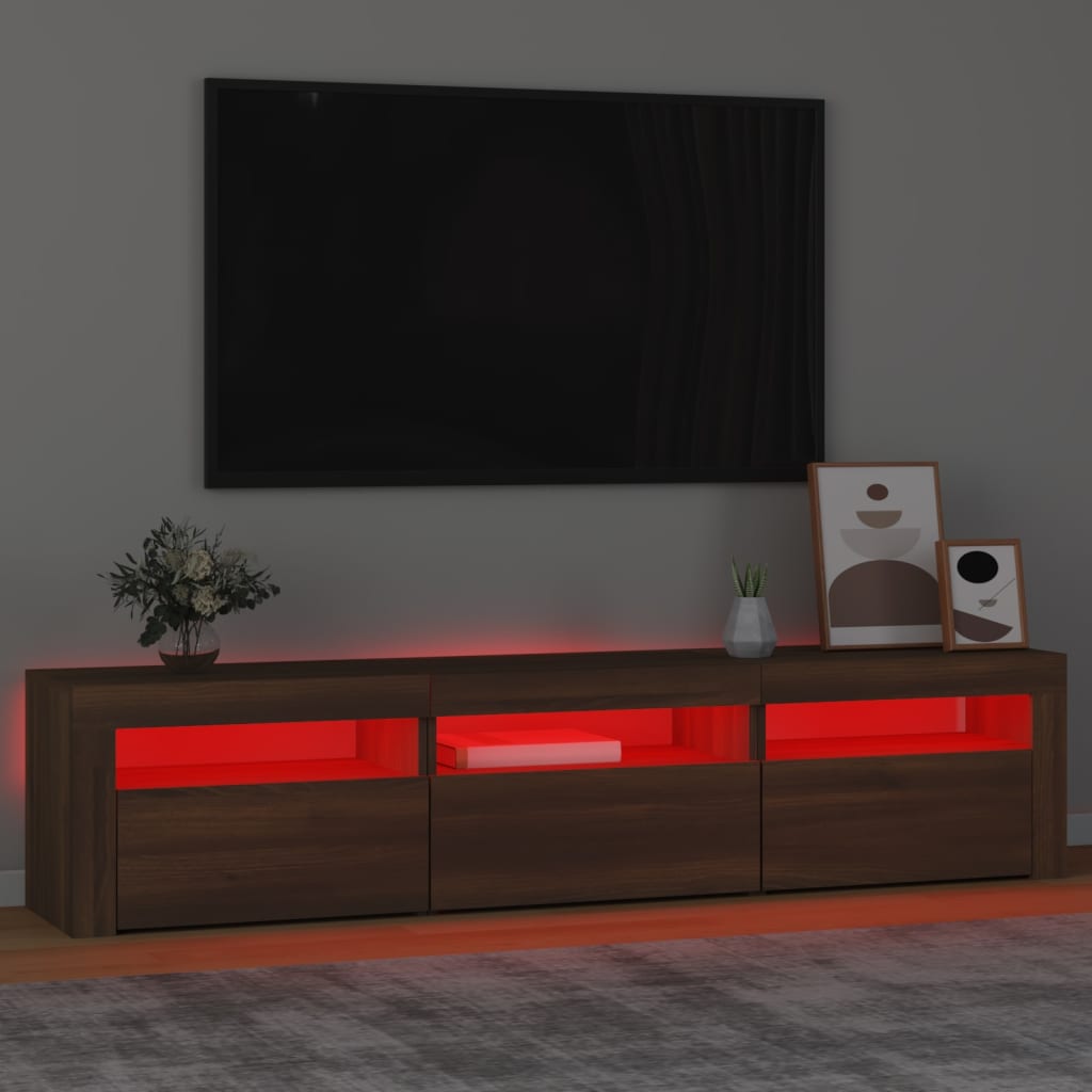 vidaXL TV-taso LED-valoilla ruskea tammi 180x35x40 cm