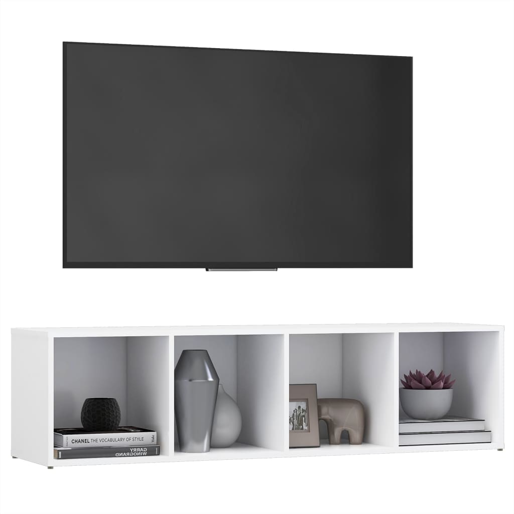 vidaXL TV-taso valkoinen 142,5x35x36,5 cm lastulevy