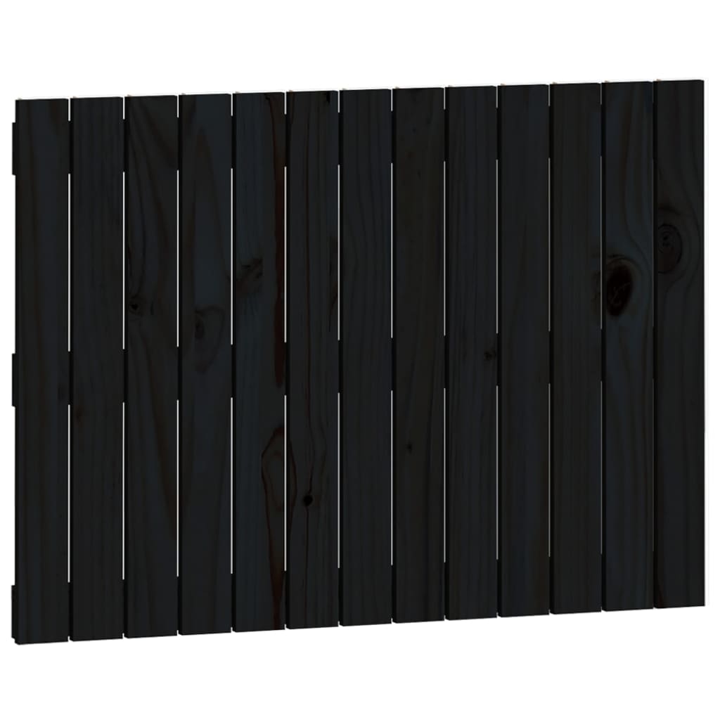 vidaXL Sängynpääty seinälle musta 82,5x3x60 cm täysi mänty