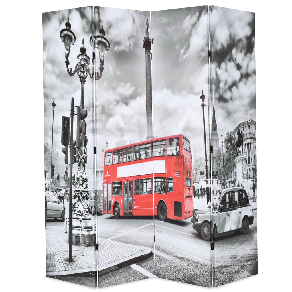 vidaXL Taitettava tilanjakaja Lontoon bussi 160x170 cm mustavalkoinen