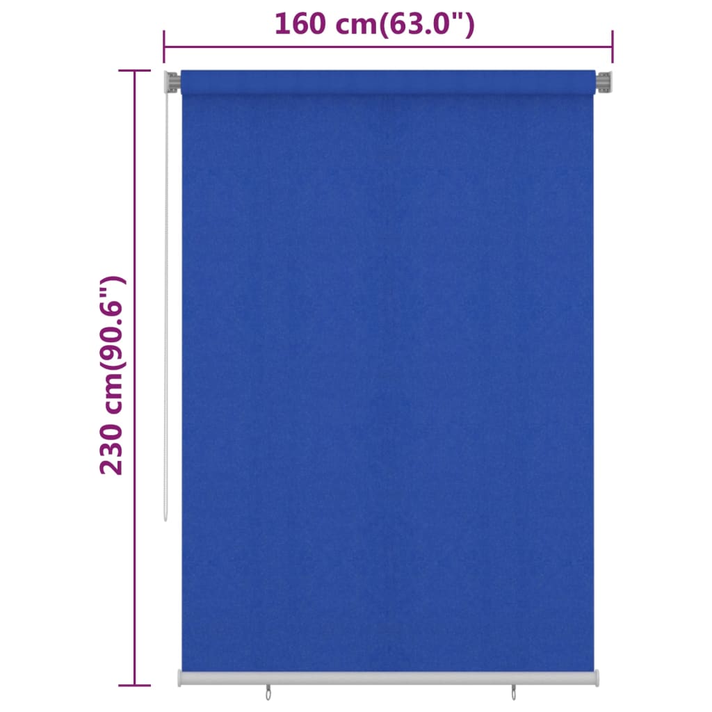vidaXL Rullaverho ulkotiloihin 160x230 cm sininen HDPE