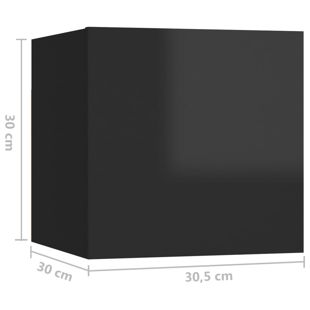 vidaXL Seinäkiinnitettävä TV-taso korkeakiillto musta 30,5x30x30cm