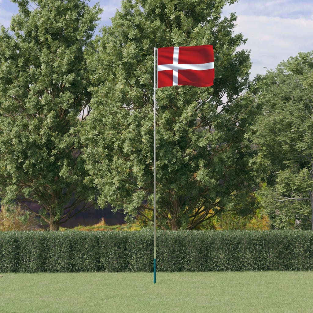 vidaXL Tanskan lippu ja lipputanko 5,55 m alumiini