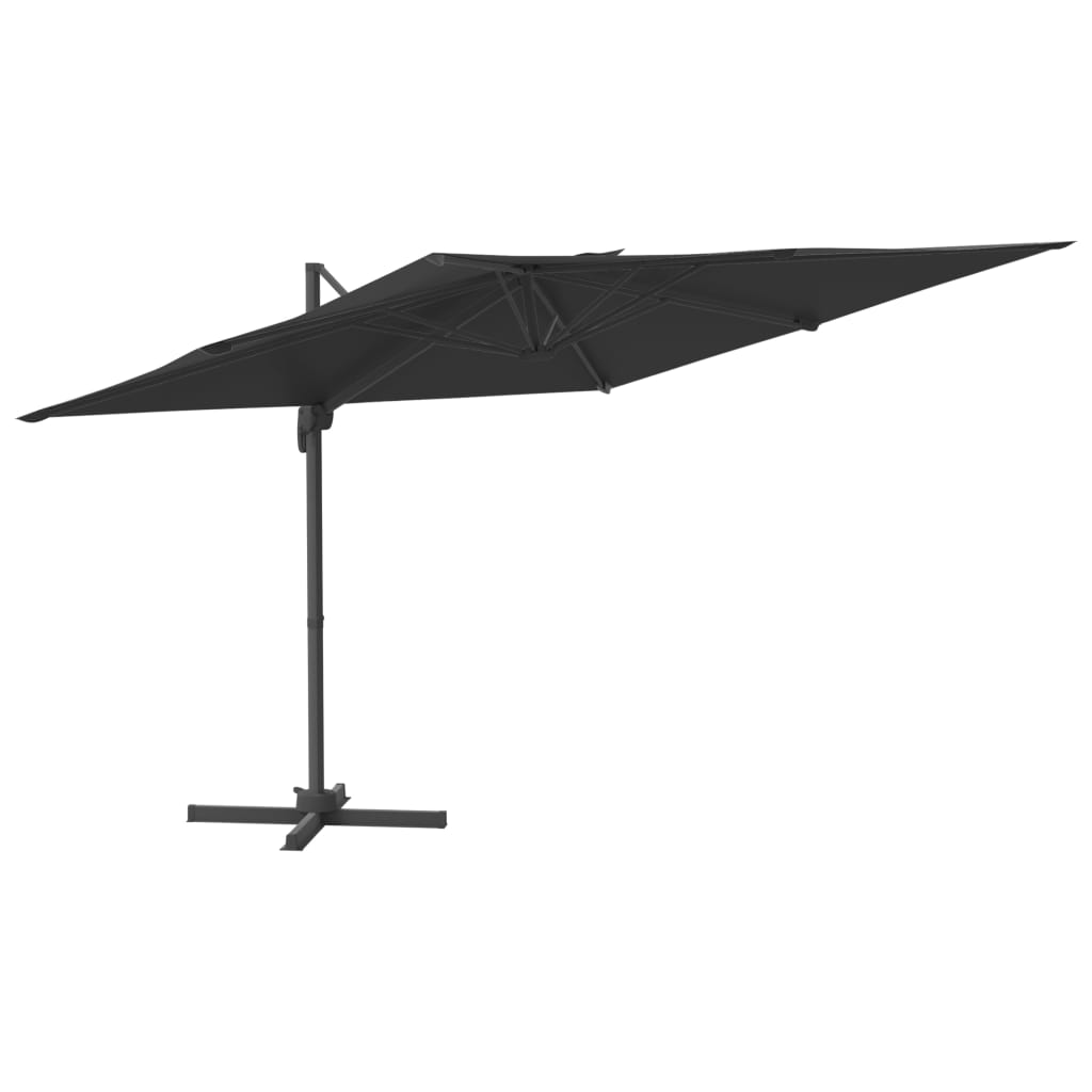 vidaXL Riippuva aurinkovarjo alumiinipylväällä musta 400x300 cm