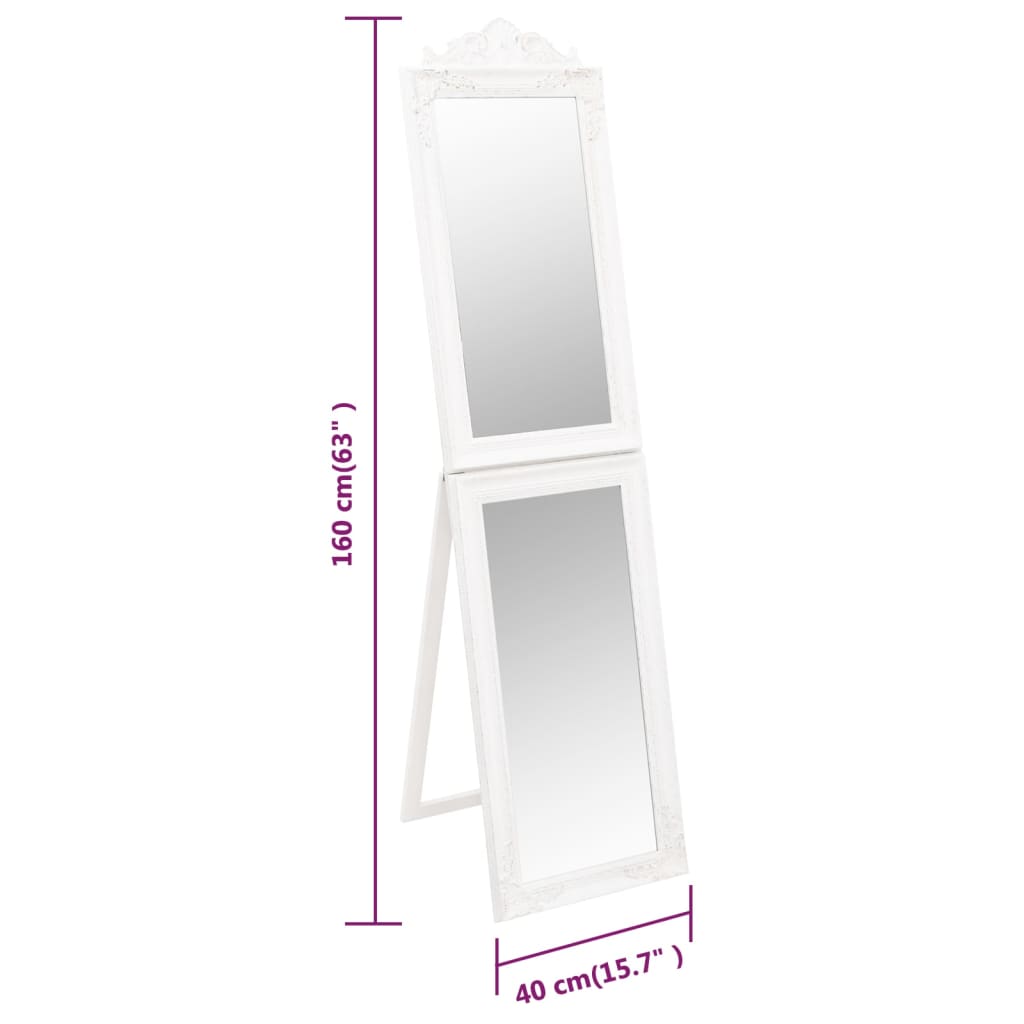 vidaXL Vapaasti seisova peili valkoinen 40x160 cm