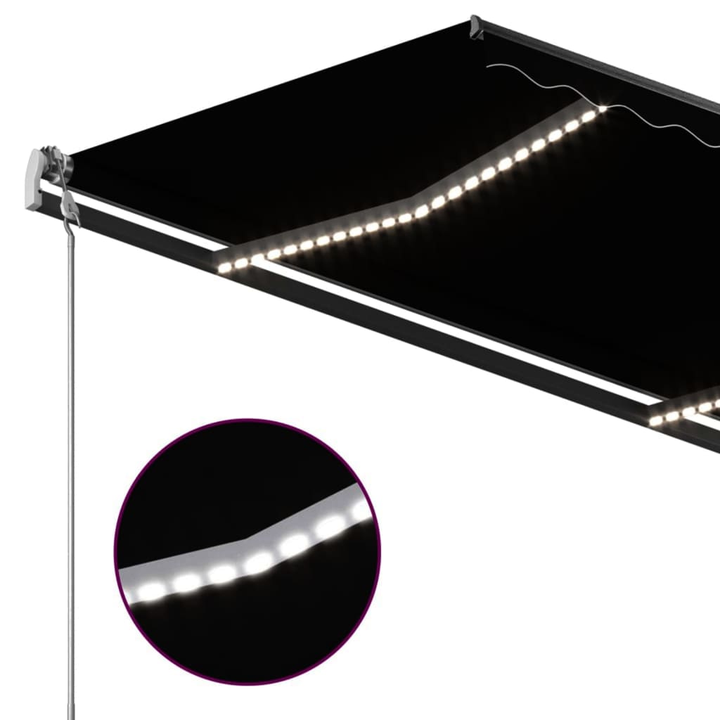 vidaXL Manuaalisesti kelattava markiisi LED-valot 4,5x3 m antrasiitti