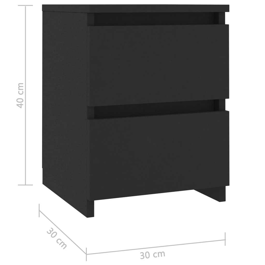 vidaXL Yöpöytä musta 30x30x40 cm lastulevy