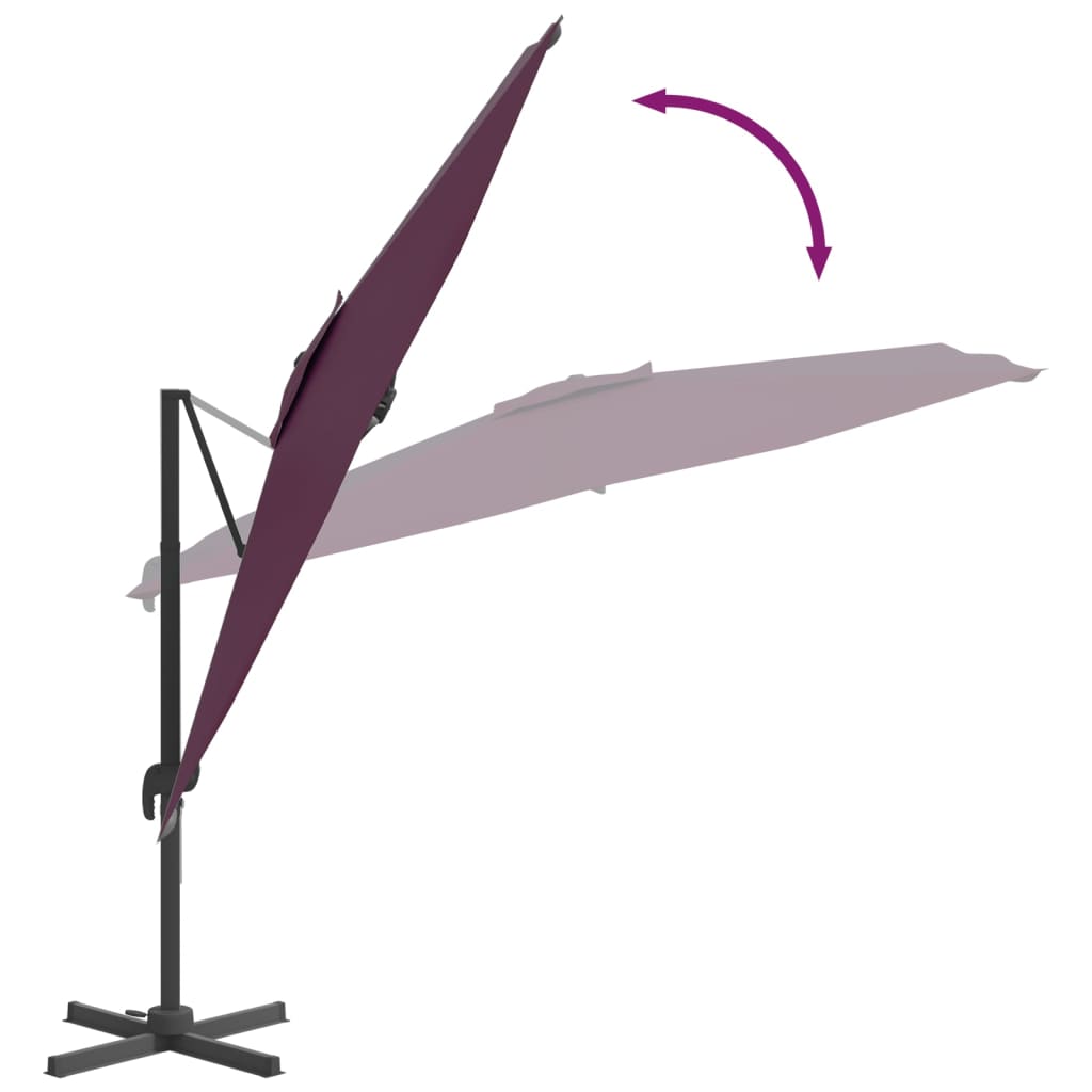 vidaXL Riippuva LED-aurinkovarjo viininpunainen 400x300 cm