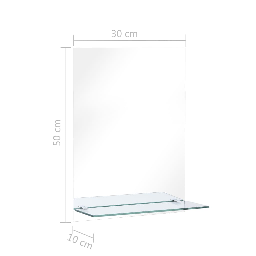 vidaXL Seinäpeili hyllyllä 30x50 cm karkaistu lasi