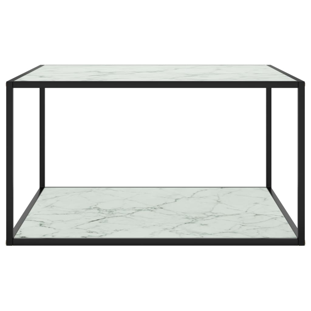 vidaXL Sohvapöytä musta valkoisella marmorilasilla 90x90x50 cm
