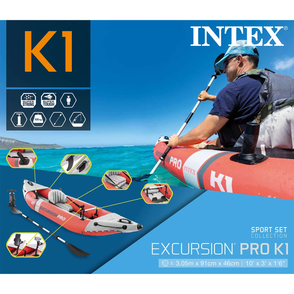 Intex Täytettävä kajakki Excursion Pro K1 305x91x46 cm